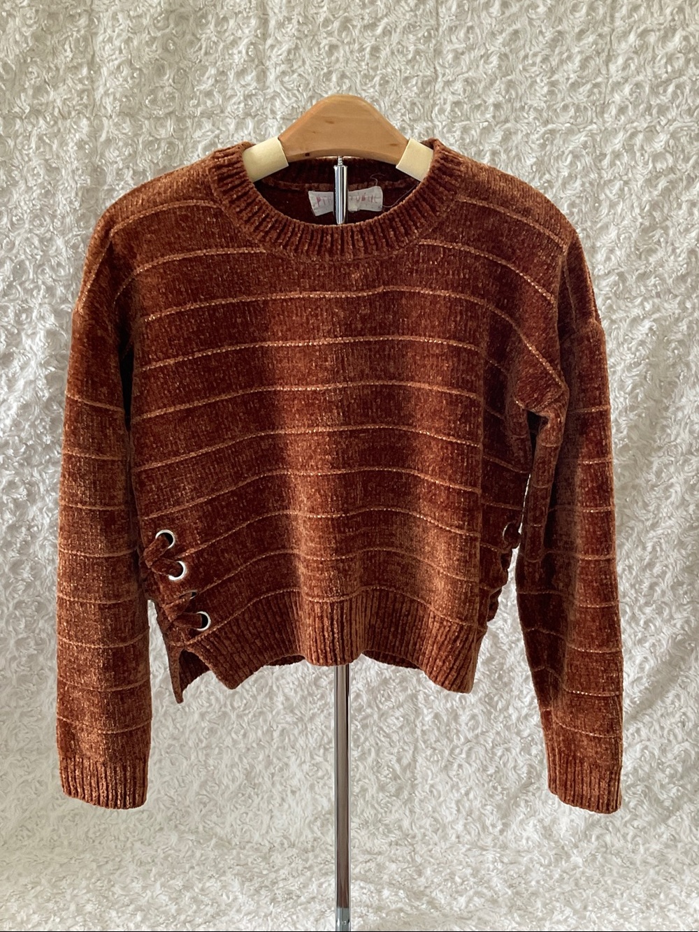 Pink Republic Kids Ribbed Side-Grommet Sweater - Rust Brown